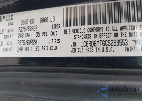 2012 Ram 1500 Sport from USA, damaged, VIN 1C6RD6MT6CS253553